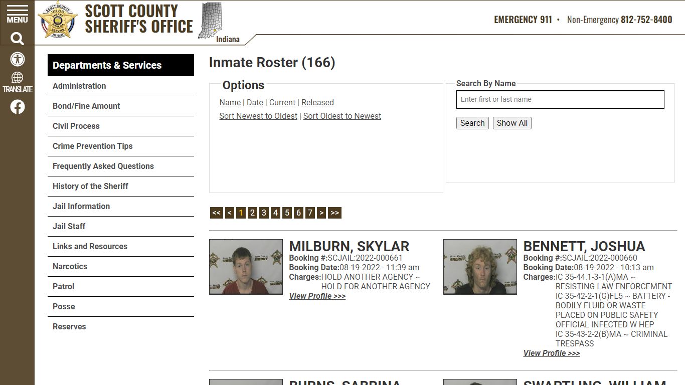 Inmate Roster (169) - Scott County Sheriff